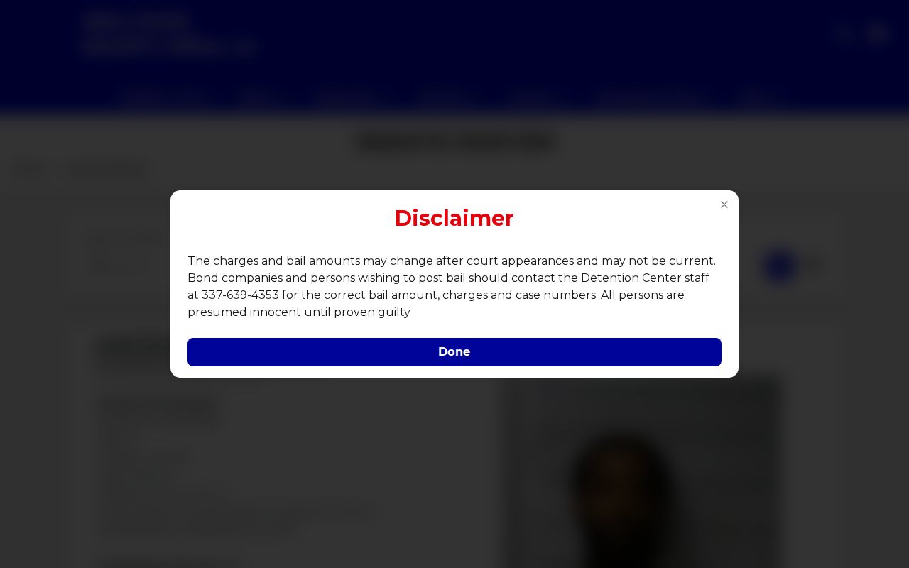 Allen Parish Sheriff current inmate roster search and list interface