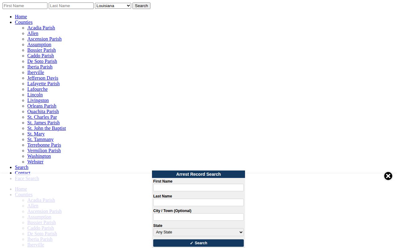 Unofficial Arrests.org Allen Parish archive interface
