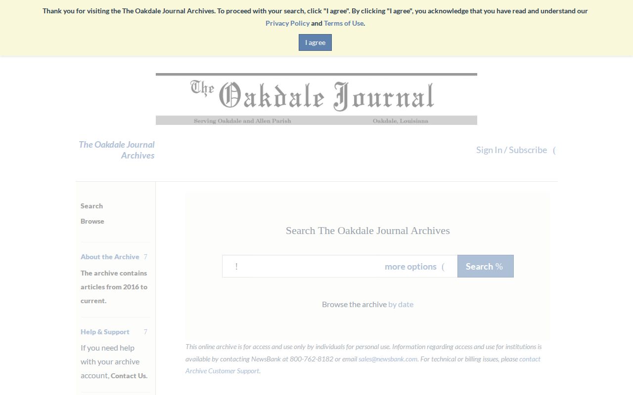 Oakdale Journal archive for Oakdale arrest news research