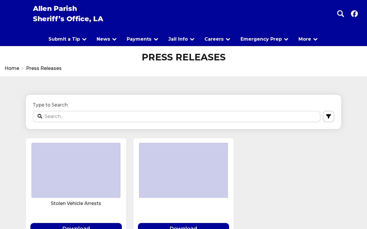 Allen Parish Sheriff official press release page
